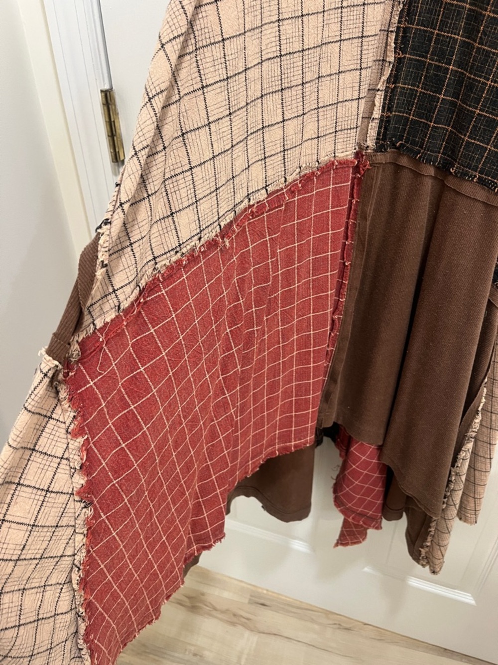 Brown Patchwork High-Low Tank Dress with Mixed Panels - Picture 3 of 4